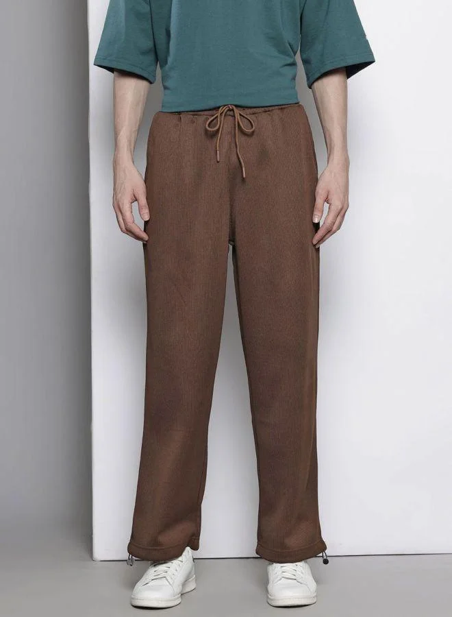 The Indian Garage Co Men Relaxed Fit Self Design Side Pocket Mid-Rise Joggers
